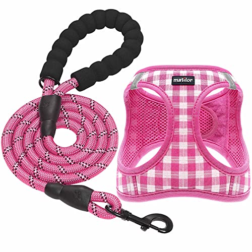 Dog Harness Step (Pink Checkered / X-Small (Chest 10''-11.5'', Weight 5-8 lb))