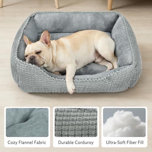 Rectangle Washable Orthopedic Dog Bed for Small (Light Gray / S(20’’x 19’’x 6’’))