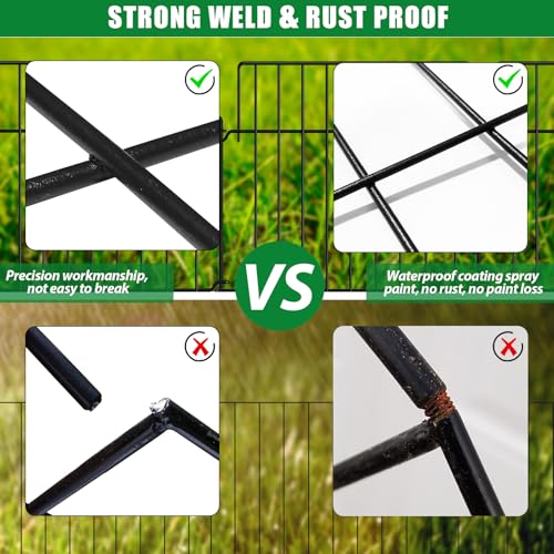 42.5Ft (L) x 20in (H) Decorative Garden Fence 30 Pack Metal Wire Rustproof Small Animal Barrier Fence 1.55" Gap Easy Assembly Patio Yard Seedlings Protection Fencing Border Black (30 pack - 13in(H) x 42.5ft(L) / Black)