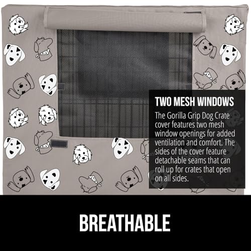 Dog Crate Covers (Taupe Dogs / 24" X 18" X 20")