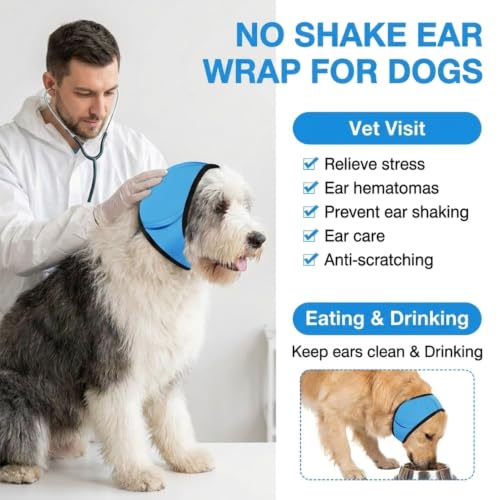 No Flap Ear Wraps for Dogs (Blue / S)