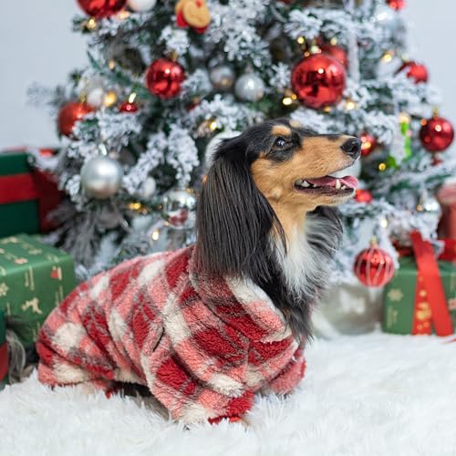 Collared Neck Plaid Dog Pajamas (Large / Red-White)