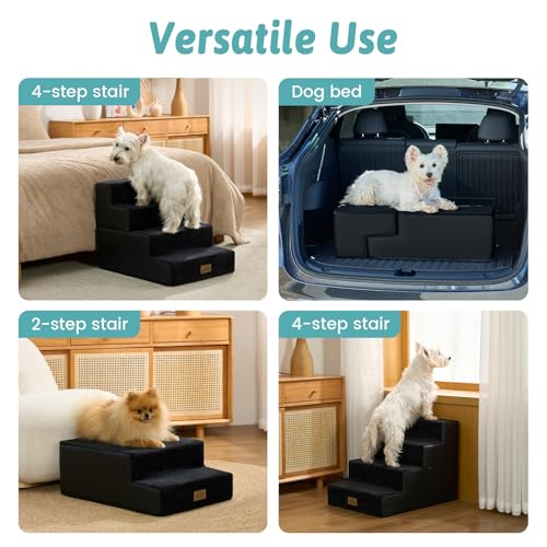 Dog Stairs for Small Dogs (Black / 17.7x23.6x17.7 inch)