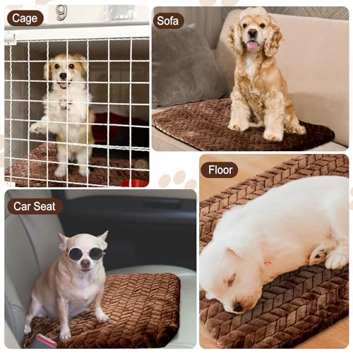 4 Pack Self Warming Cat Bed Mat Self Heating Pad for Dog Extra Warm Winter Pet Pad Washable Thermal Pads Mats for Pets Indoor Outdoor (Dark Coffee / 16 x 20 Inch)