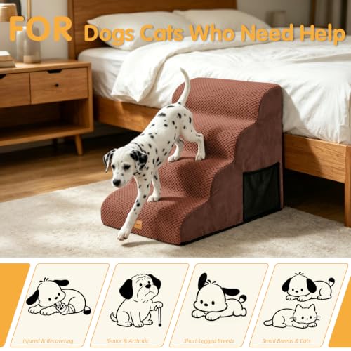 High Density Foam Dog Steps 4 Tiers (Brown / 28.5*15.7*20.5)