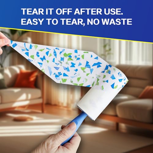 Extra Sticky Lint Roller Mega Value Set 900 Sheets for Pet Hair Removal and Clothes (10pack(900sheets+3hanldes))