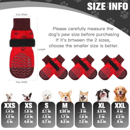 Anti Slip Dog Socks to Prevent Licking Paws for Hot Pavement (Red / X-Large)