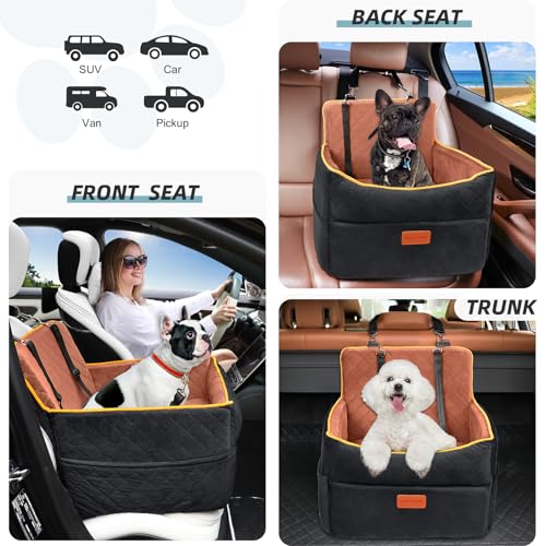 Small Dog Car Seat (Black+brown)