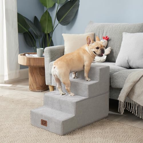 Dog Stairs for Bed 18" H (Light Grey / Standard 15" x 24" x 18")