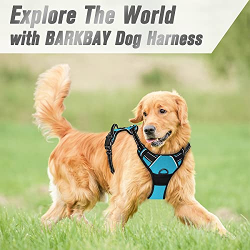 Dog Harness No Pull for Medium Sized Dog Front Back Clips (Medium(Chest:22.5-28") / Blue)