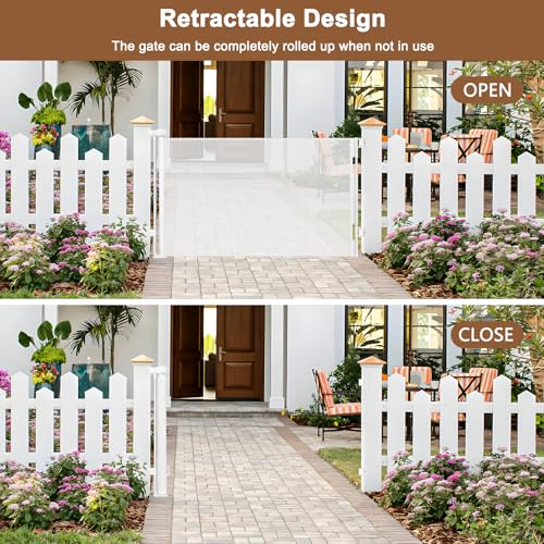 Weatherproof Outdoor Retractable Baby Gates (White / 35" X 55")