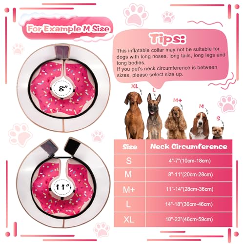 Inflatable Dog Cone Collar with Detachable Enhanced Anti (Pink / S（neck 4"-7"）)
