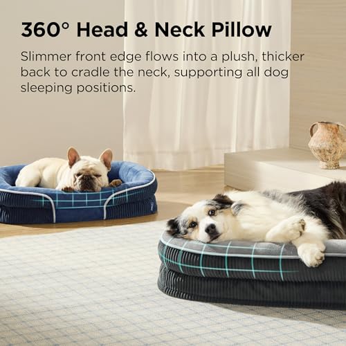 360°Oval Bolster Orthopedic Dog Beds Large Sized Dog (Charcoal / 35"lx25"wx7"th)