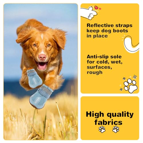 Dog Boots Dog Shoes for Large Dogs (Blue / Width 1.57 in)