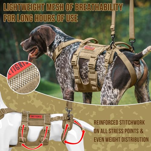 Breathable Dog Lift Harness for Large Medium Sized Dogs (Large / Brown)