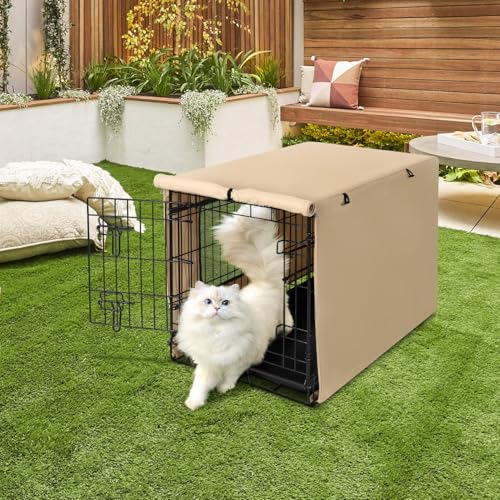 Dog Crate Cover (Beige (with window) / 24 Inch)