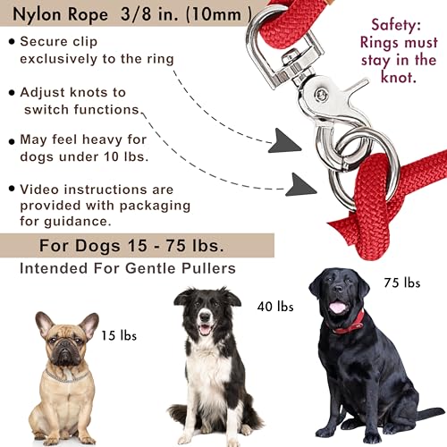 Hands Free Dog Leash (Red / 8.2 ft x 3/8 in)