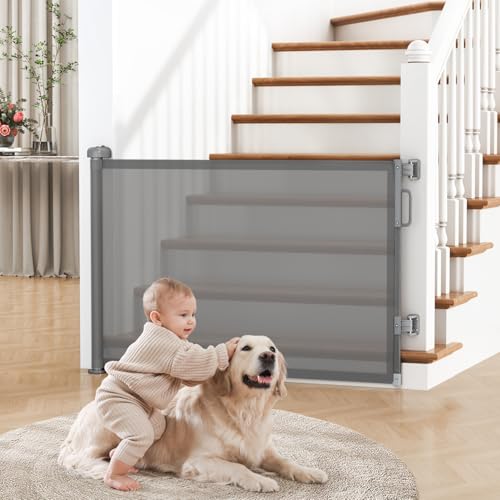 Retractable Baby Gate for Stairs & Doorways (Gray / 34" Tall x 55" Wide)