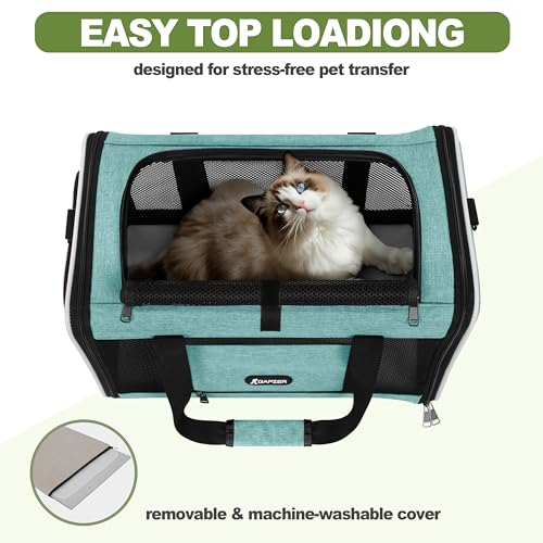 Cat Carrier 18"x11"x11" TSA Approved Ventilated Pet Air Travel Cage (Turquoise / 18.0"L x 11.0"W x 11.0"H)