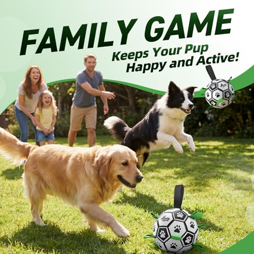 2 PCS Dog Toys Soccer Ball Set with Straps (Soccer Set / 2 Pack (6 & 8 Inch))