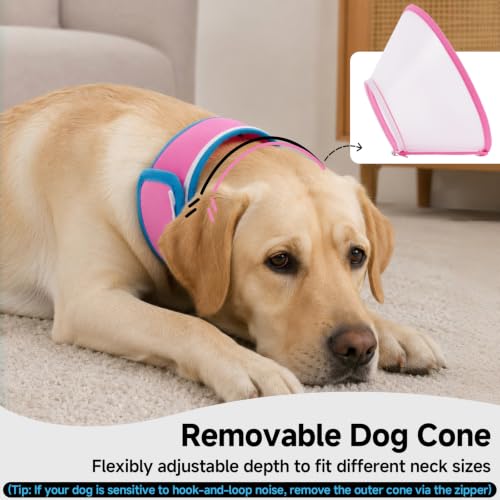Dog Cone Collar to Stop Licking (Pink / M)