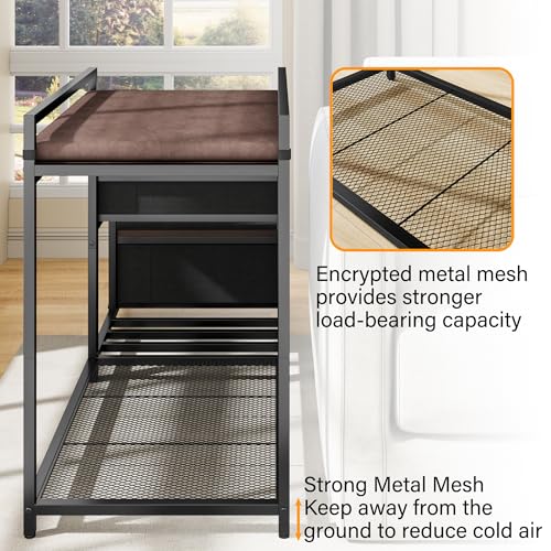 Dog Cat Window Perch with Stairs and Seat Cushion (Brown)