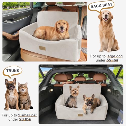 Dog Car Seat for Large Medium Sized Dogs Under 55 lbs (Beige / Medium/Large)