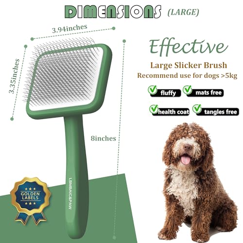 Dog Brushes for Doodles Poodles Fluff Deshedding Thick Long Fur (Green)