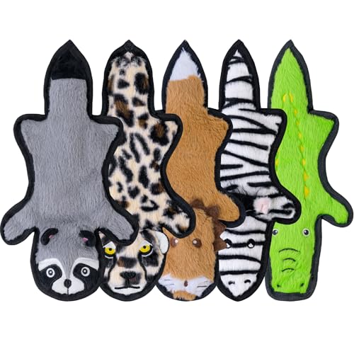 No Stuffing Dog Toys Crinkle Squeaky (5 Pack / Medium)
