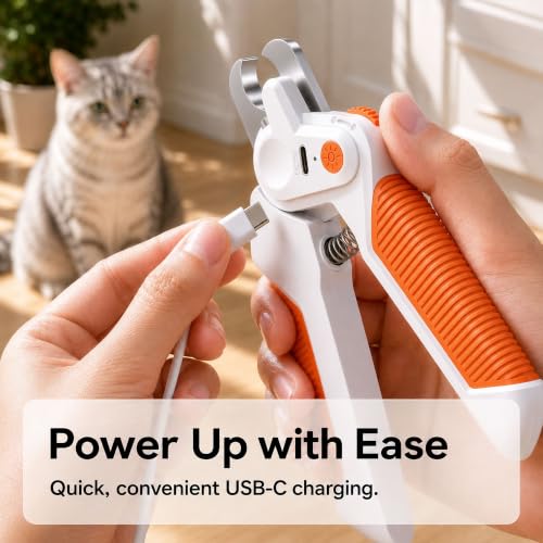 Dog Nail Clippers ＆ Trimmer with Light (Orange)