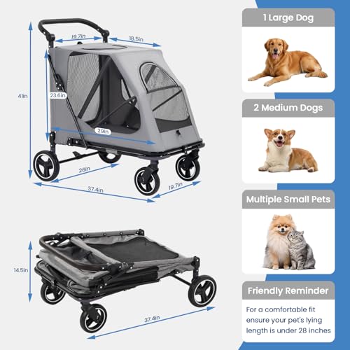 Dog Stroller for Large (Grey)