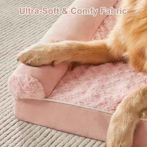 Orthopedic Washable XXL Dog Bed for Senior Dog Cozy Sleep (54"l x 36"w x 7"th / Pink)