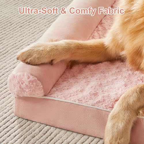 Orthopedic Washable XXL Dog Bed for Senior Dog Cozy Sleep (48"l x 35"w x 7"th / Pink)