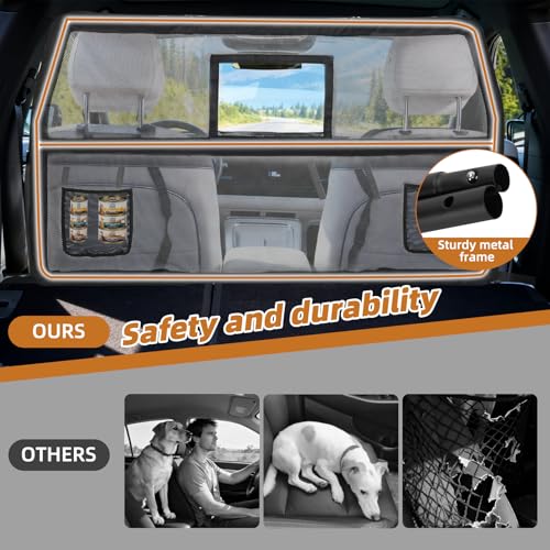 52" Wide Dog Car Barrier with Window & Steel Frame