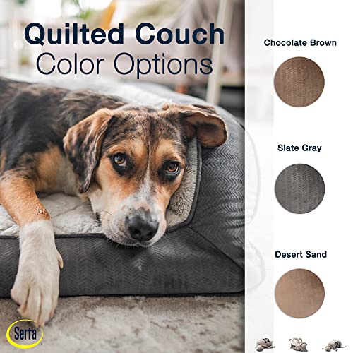 Orthopedic Quilted Couch Dog Bed for Pets (38.0"L x 27.0"W x 10.0"Th / Slate Gray)