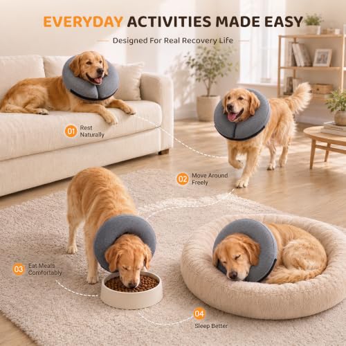 Inflatable Dog Cone After Surgery (Grey / S(9"-10"))