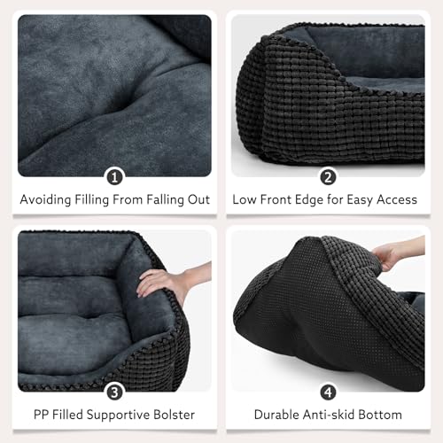 X Large Dog Bed for Large (Black / XL(35’’x 25’’x 9’'))