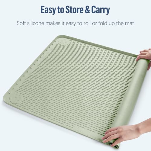 Pee Pad Holder for Dogs 40''x28'' Silicone Puppy Pee Pad Tray (Green)