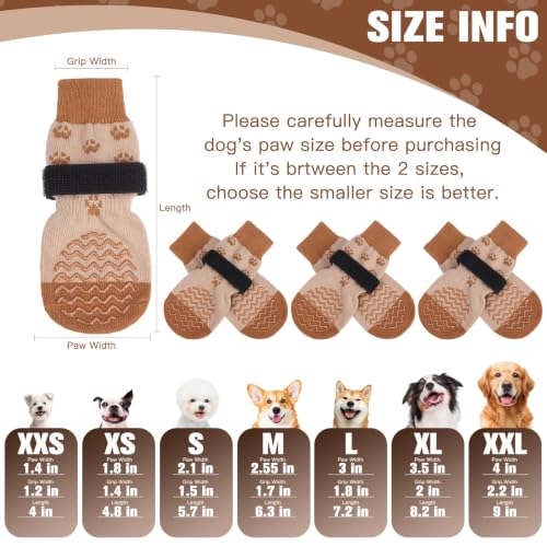 Anti Slip Dog Socks to Prevent Licking Paws for Hot Pavement (Brown / Large)