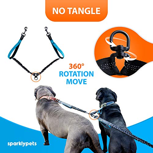 Hands Free Dual Dog Leash (Blue / 2 dogs M/L)