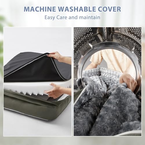 Orthopedic Washable Dog Bed (Dark Green / 42.0"l x 30.0"w x 7.5"th)