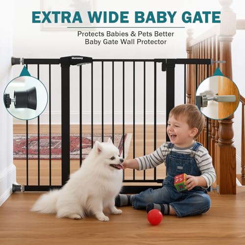 29.7 48" Baby Gate for Stairs (Black / 29.7-48"W x 28"H)