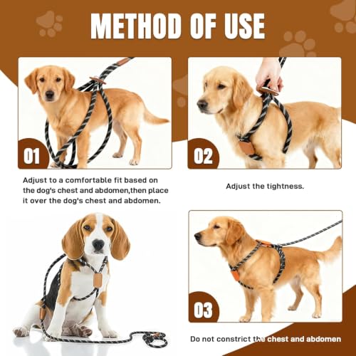 No Pull Dog Slip Lead Leash & Collar Harness 3 (Black)