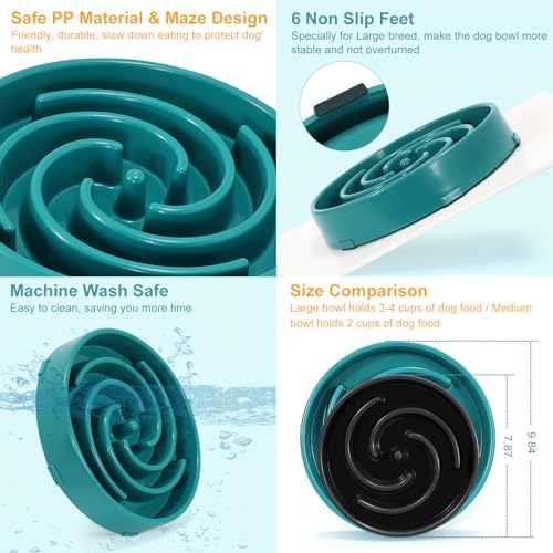 Green Slow Feeder Maze Puzzle Bowl (Large / H-green)