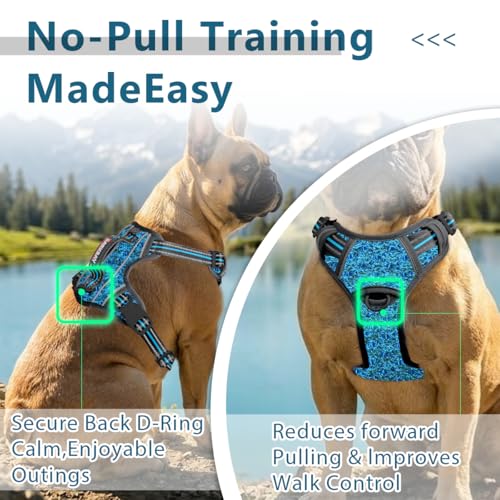 No Pull Dog Harness for Large Dogs (X-Large(Chest:30-38”) / Blue/Black)