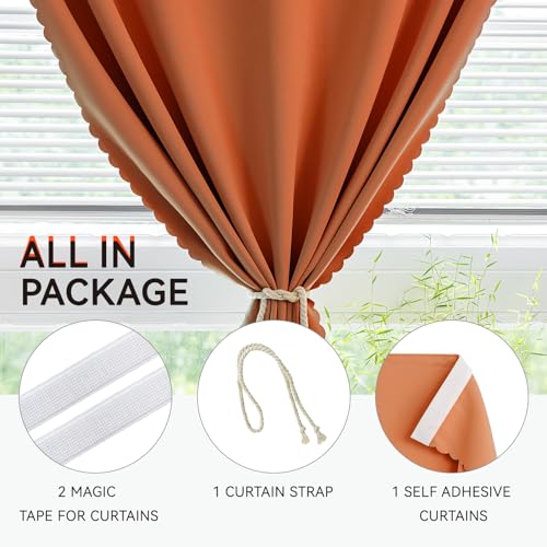 Self Adhesive Curtain (Orange / 47"W x 84"L (Pack of 1))