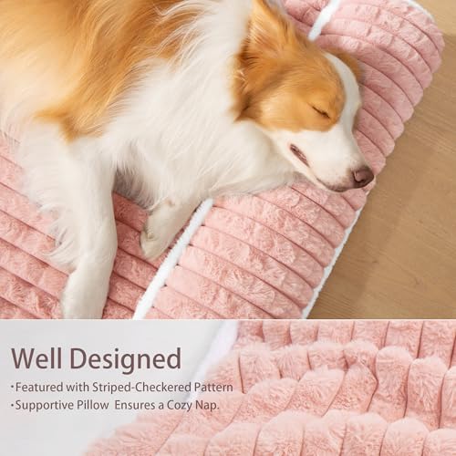 Orthopedic Large Dog Bed Pillow Pet Sofa Bed 48''X30'' Pink (Pink / 48"L x 30"W x 3.5"Th)