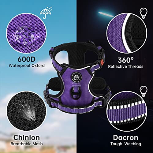 Reflective Dog Harness for Large Dogs (Purple / Large)