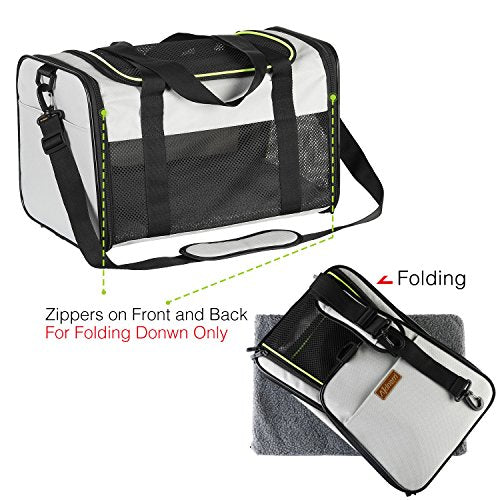 Cat Carrier Portable Foldable Dog Pet Carrier (19.7"L x 12.0"W x 12.0"H / Grey)