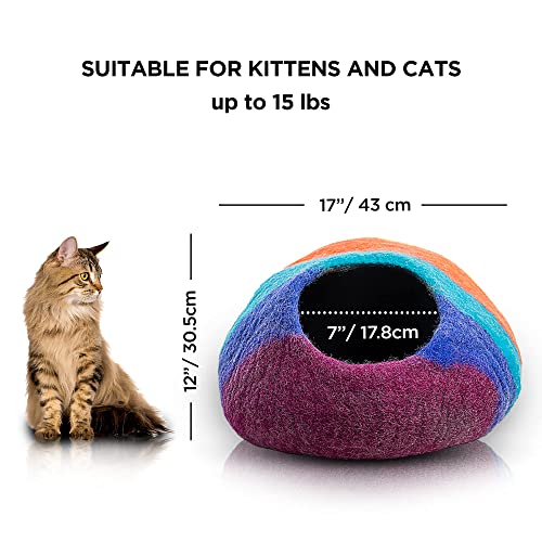 Premium Felt Cat Cave Bed (Rainbow Twist)